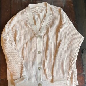 Talbots Haven Organic Cotton Women's Cream Button-Up Cardigan